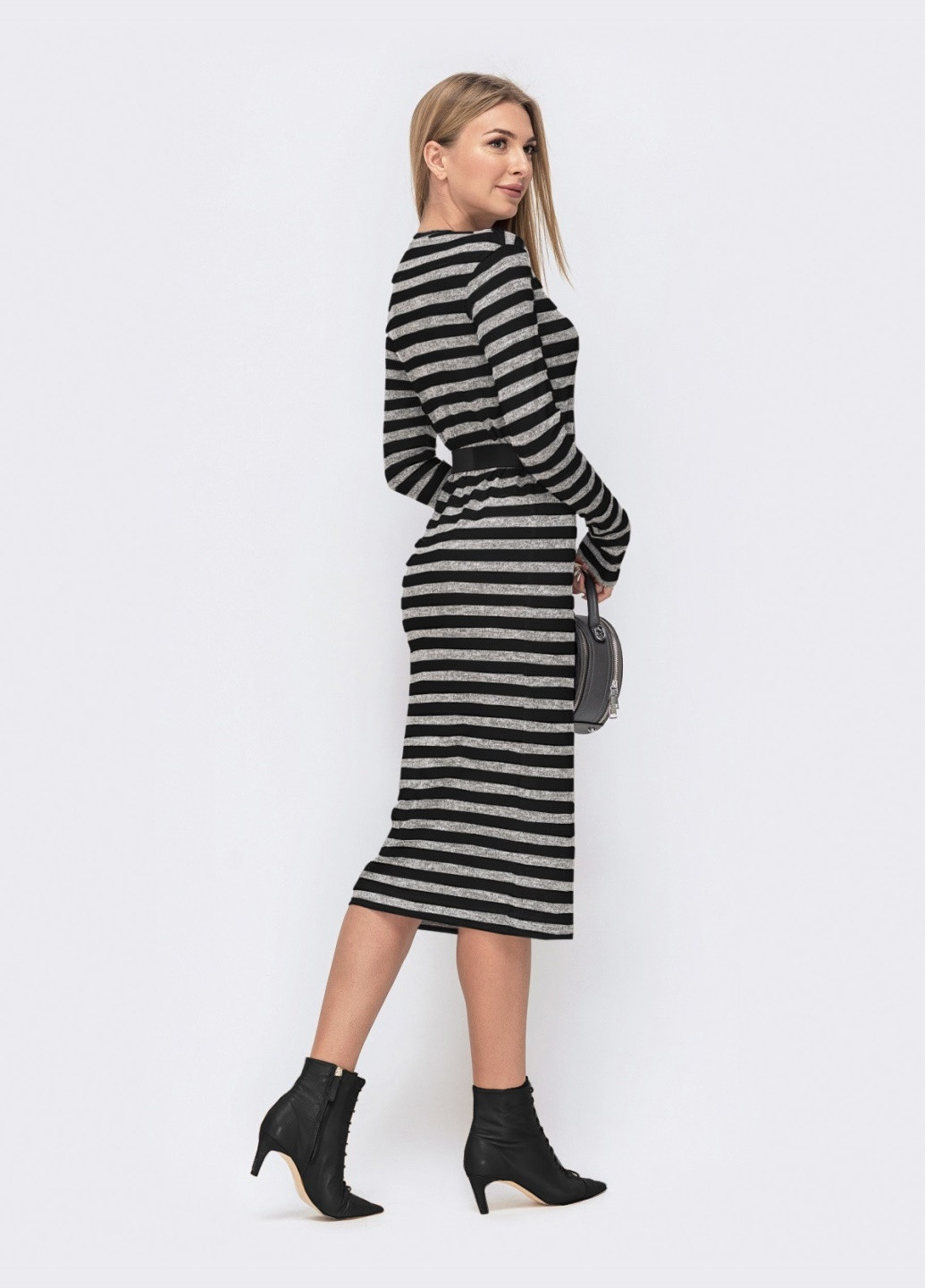 Чорна чорна сукня-міді з ангори в смужку Dressa