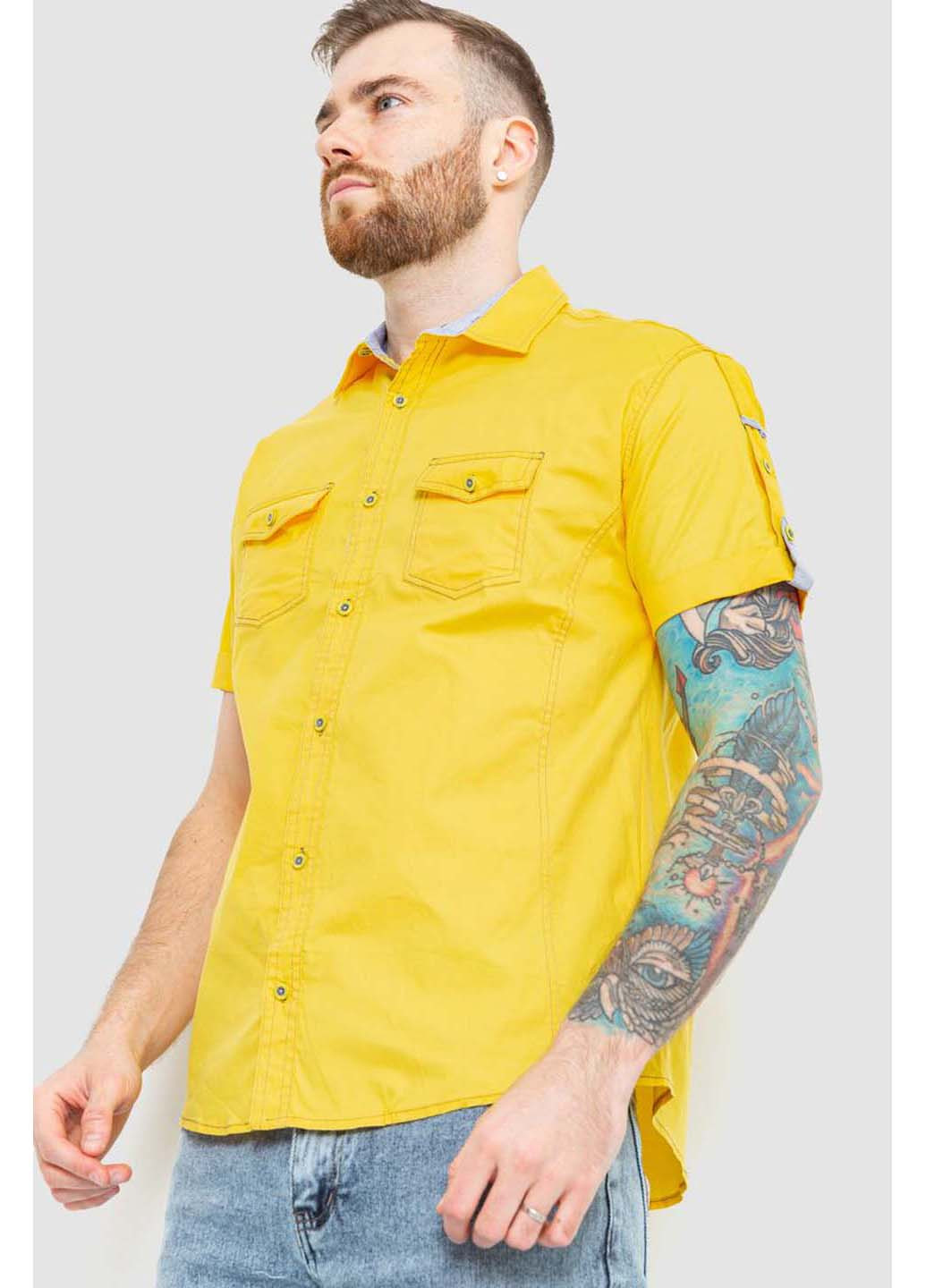 Желтая кэжуал рубашка однотонная Ager