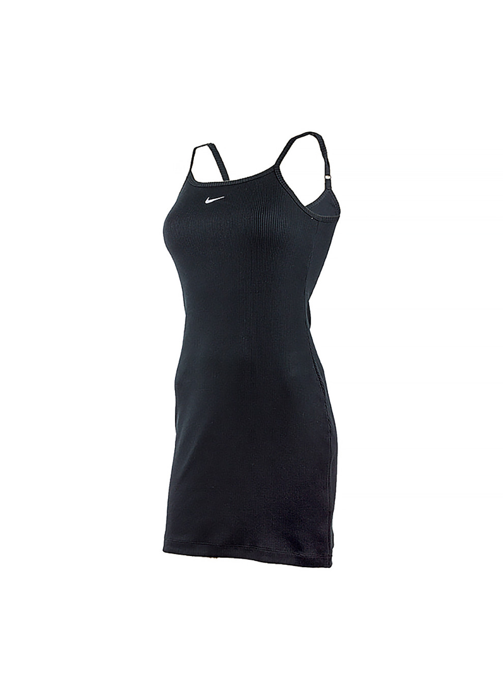 Черное спортивное женское платье w nsw essntl rib dress bycn черный Nike однотонное