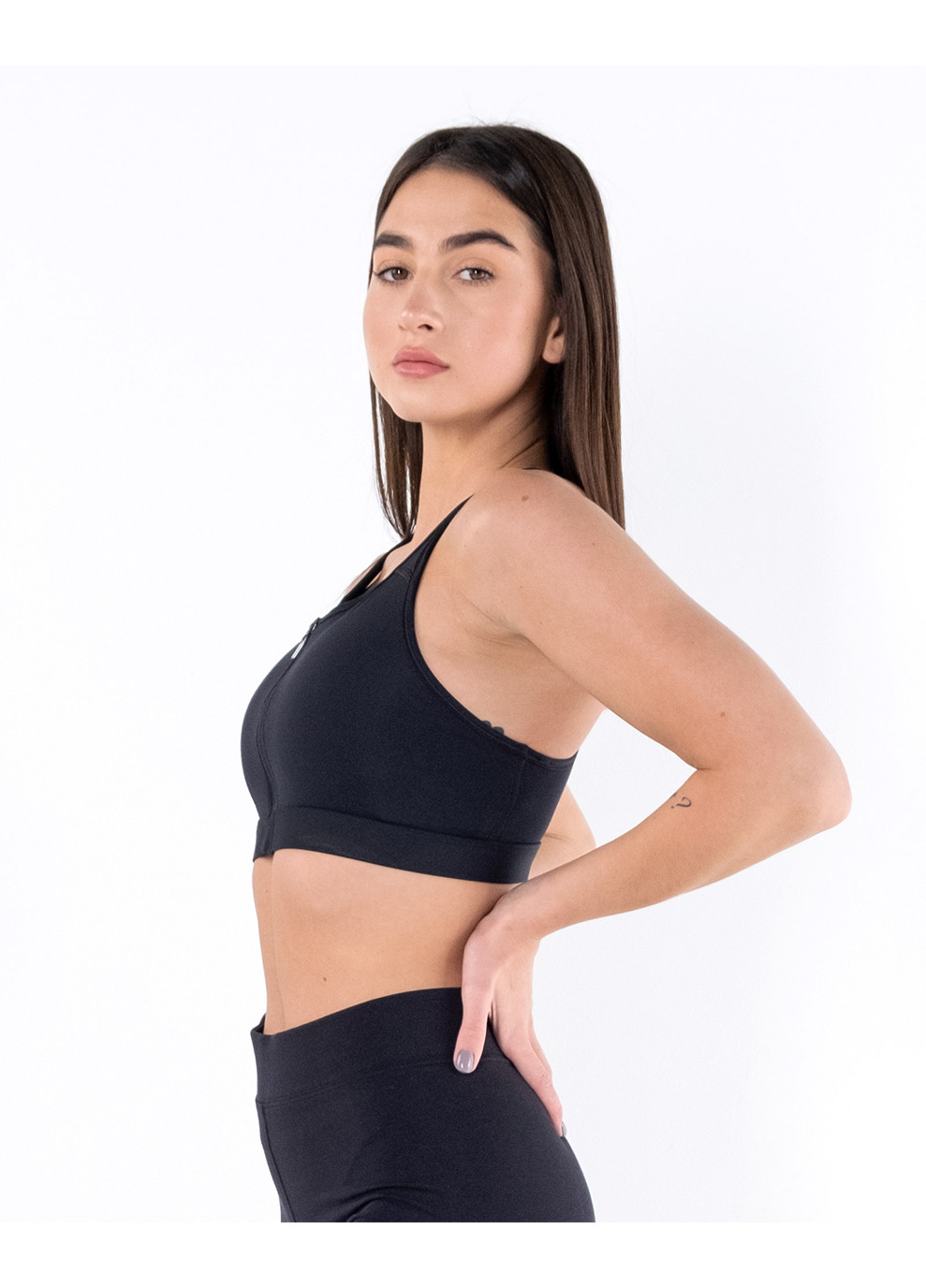 Жіночий Топ W NK DF SWSH ZIP FRONT BRA Чорний Nike (260946328)