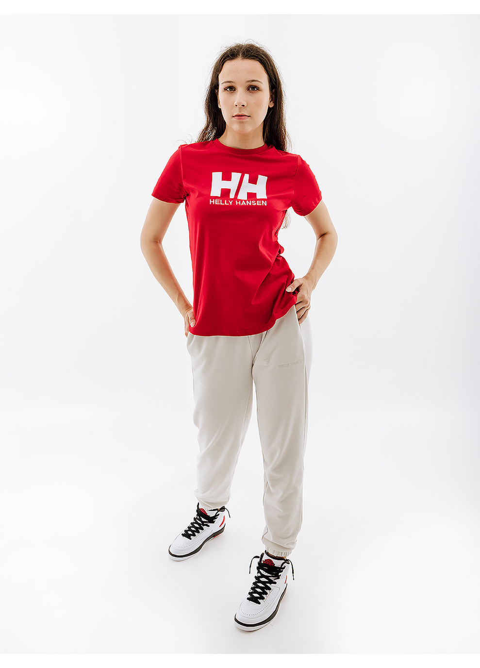 Красная демисезон женская футболка w hh logo t-shirt красный Helly Hansen