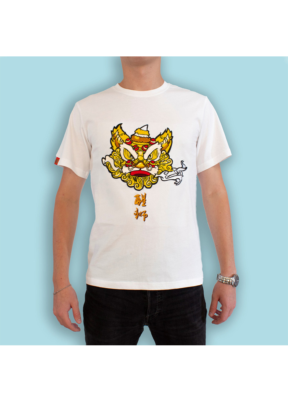 Комбинированная мужская футболка golden dragon white No Brand