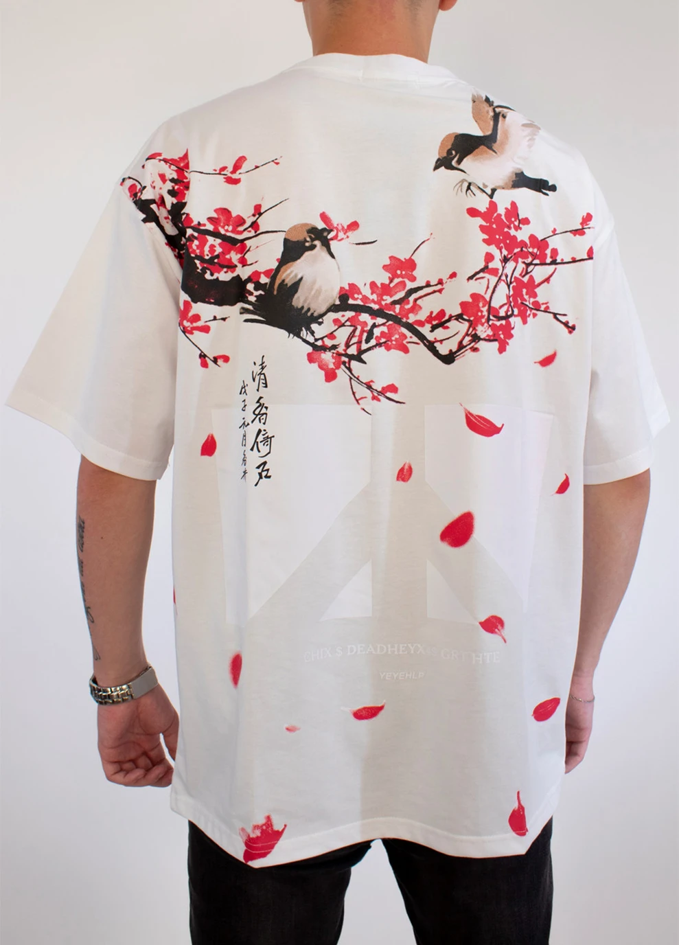 Комбінована чоловіча футболка cherry blossoms white No Brand