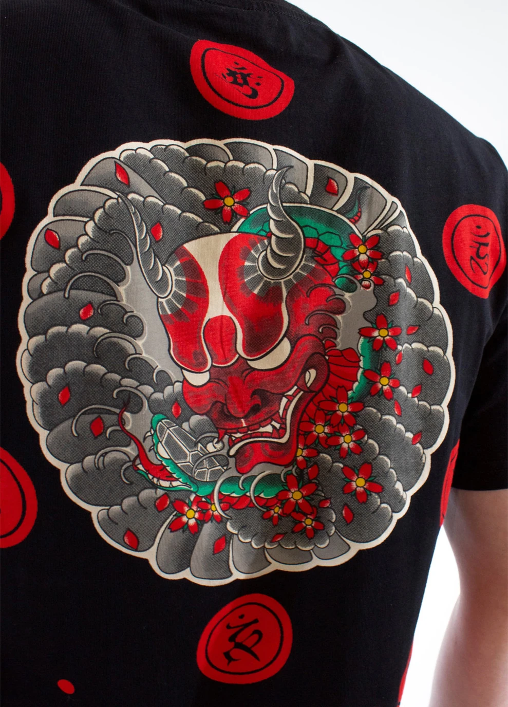 Комбинированная футболка hannya wisdom black No Brand