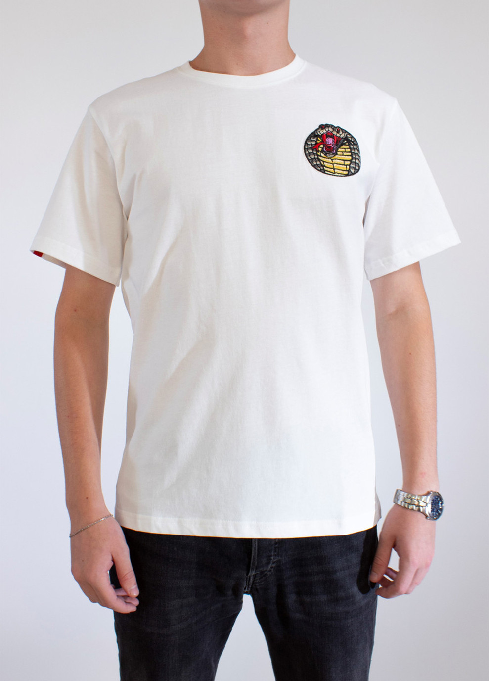 Комбинированная мужская футболка jealous cobra white животные принты No Brand