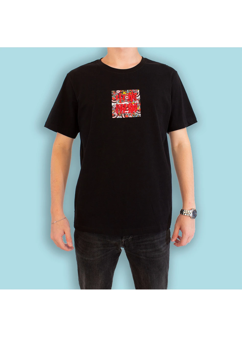 Комбинированная мужская футболка flaming black No Brand