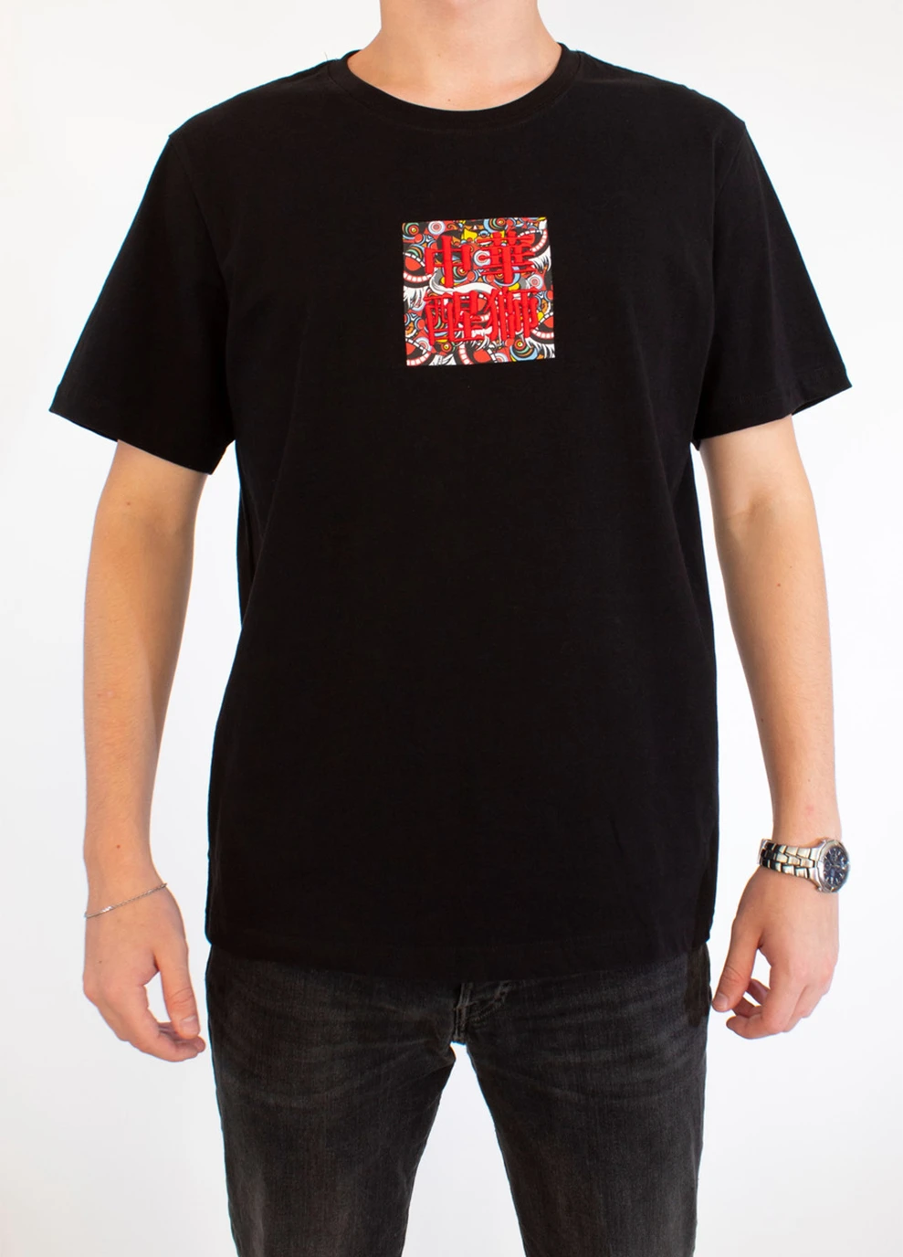 Комбинированная футболка flaming black No Brand