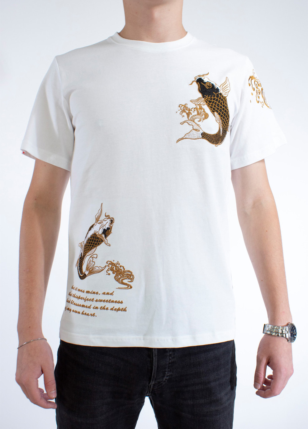 Комбинированная мужская футболка carp poems white No Brand