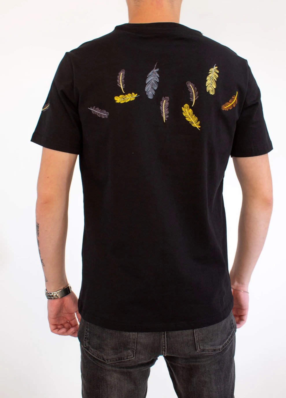 Комбінована футболка feathers black No Brand