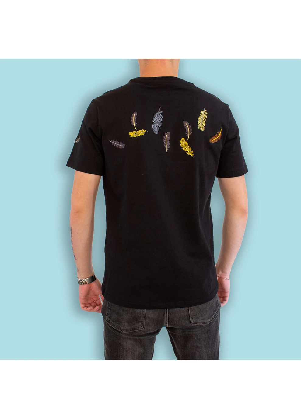 Комбінована футболка feathers black No Brand