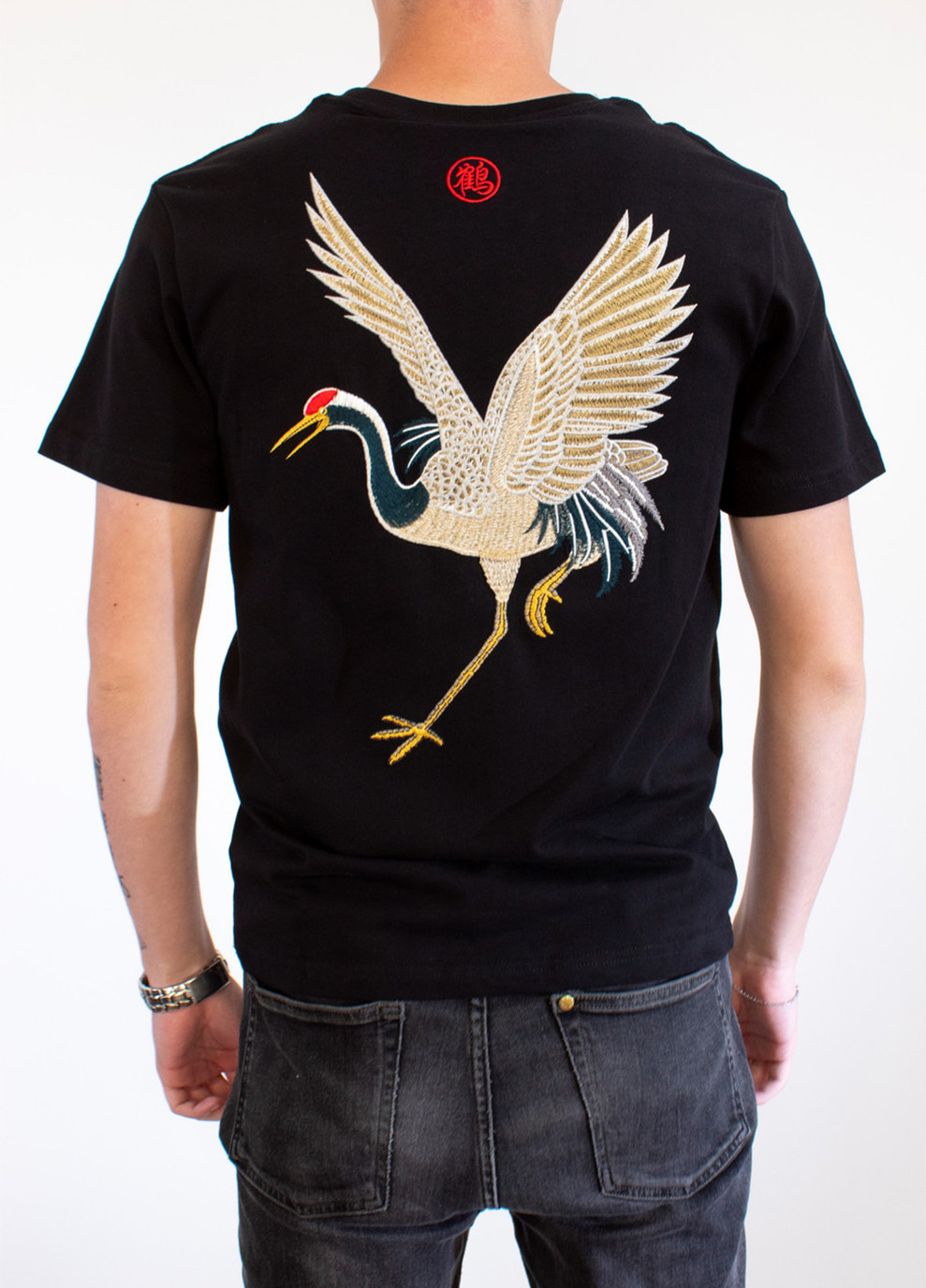 Комбинированная мужская футболка crane black No Brand