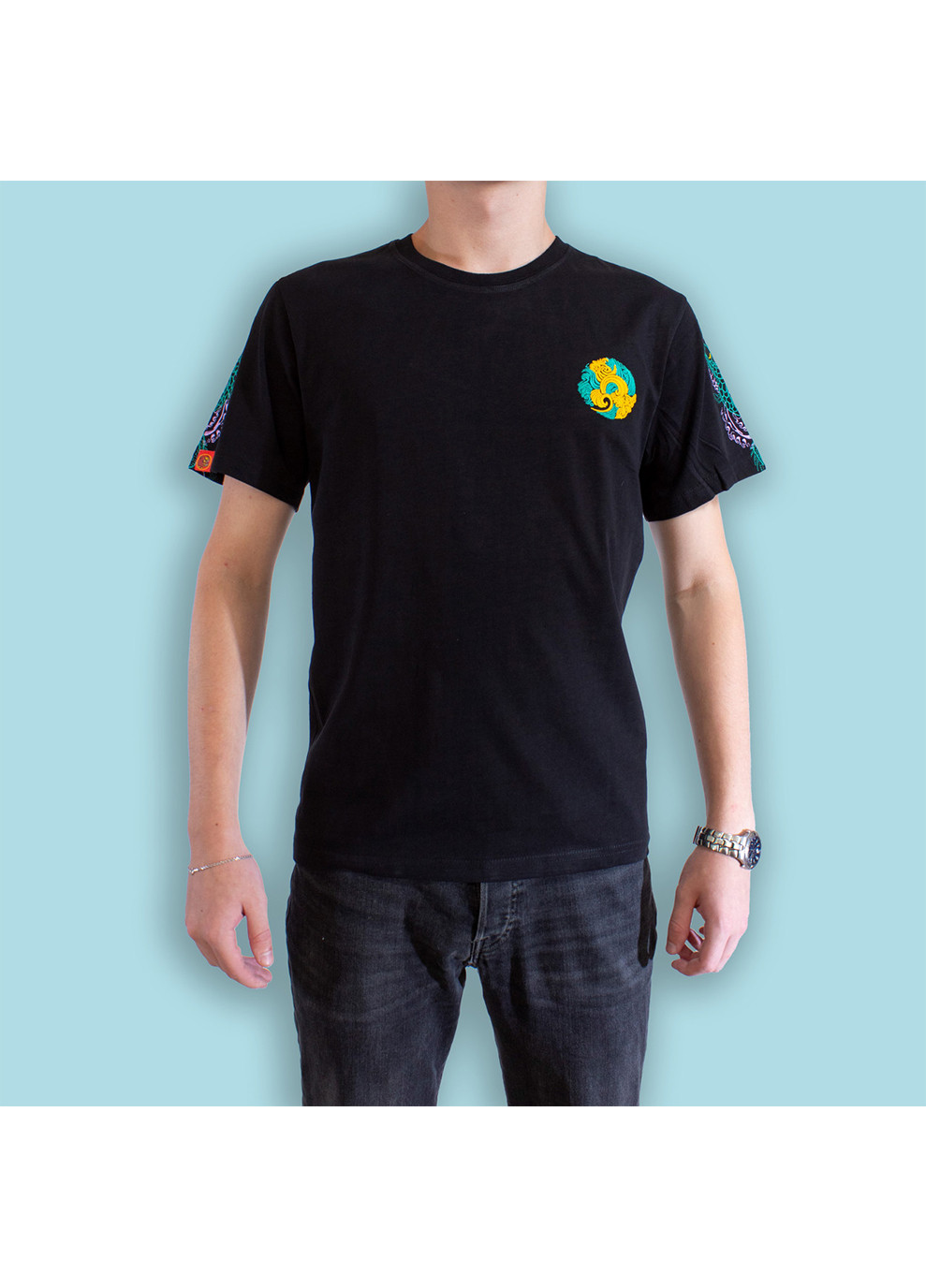 Комбинированная мужская футболка giligant black No Brand