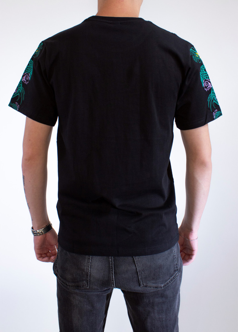 Комбинированная мужская футболка giligant black No Brand