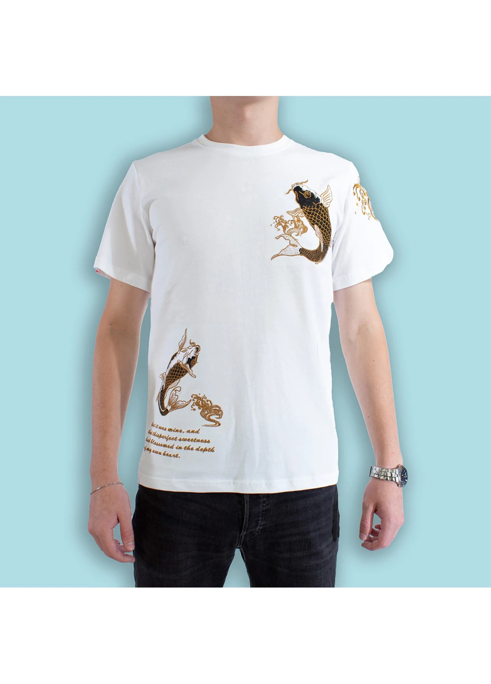 Комбинированная мужская футболка carp poems white No Brand