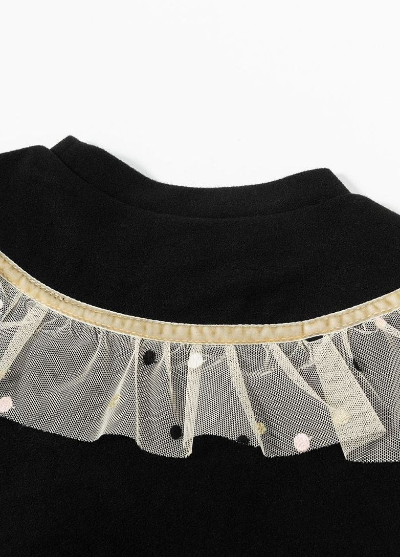 Yumster стильный свитшот со вставкой из фатина однотонный черный кэжуал полиэстер