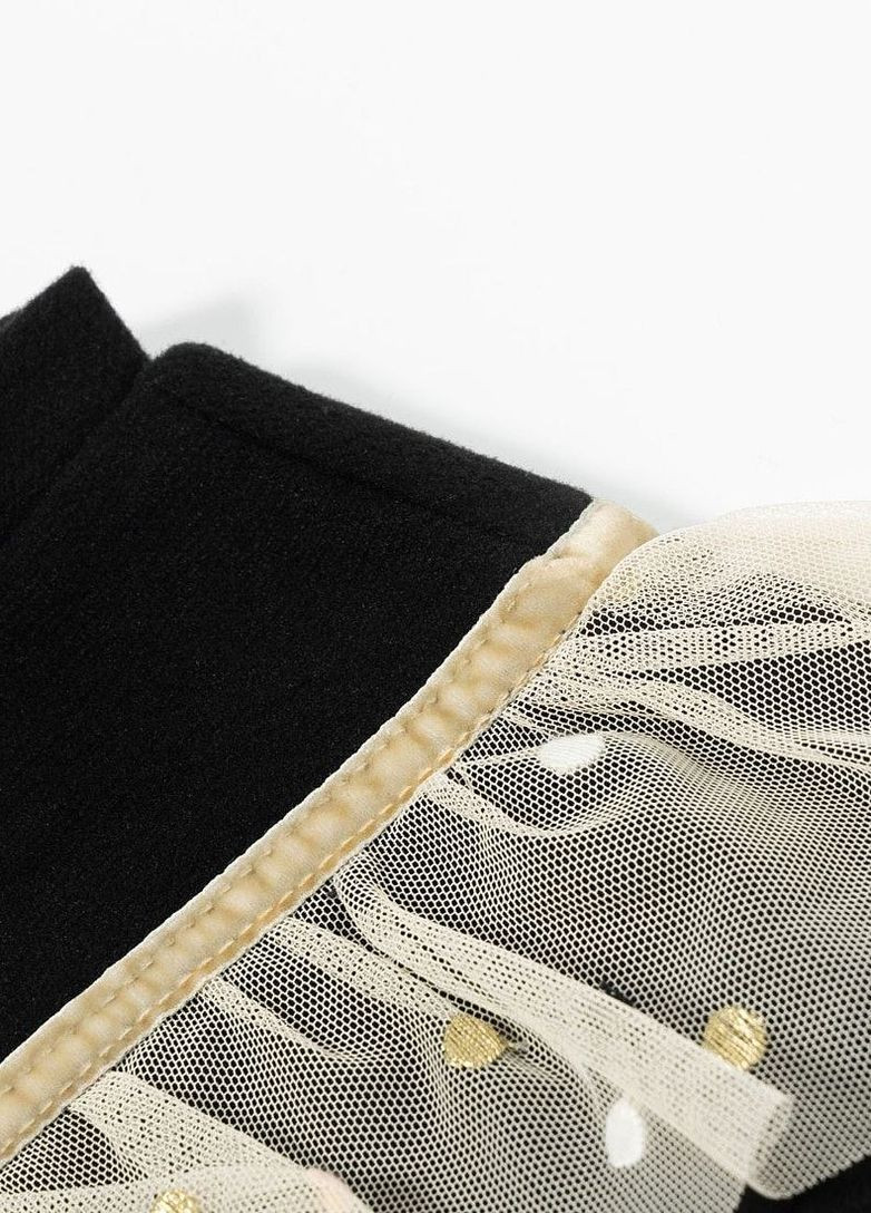 Yumster стильный свитшот со вставкой из фатина однотонный черный кэжуал полиэстер