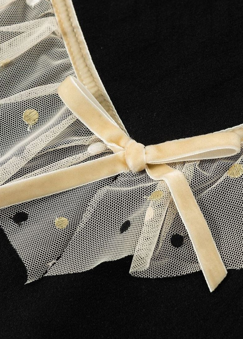 Yumster стильный свитшот со вставкой из фатина однотонный черный кэжуал полиэстер