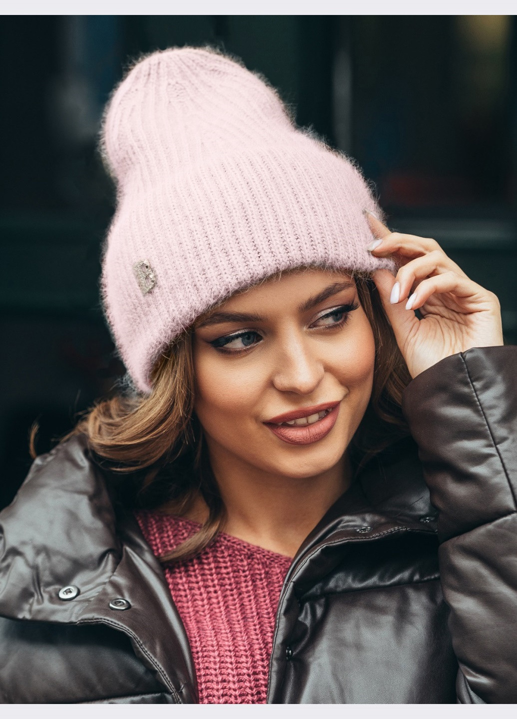 пудрова шапка-біні з вовни на флісі Dressa (262448077)