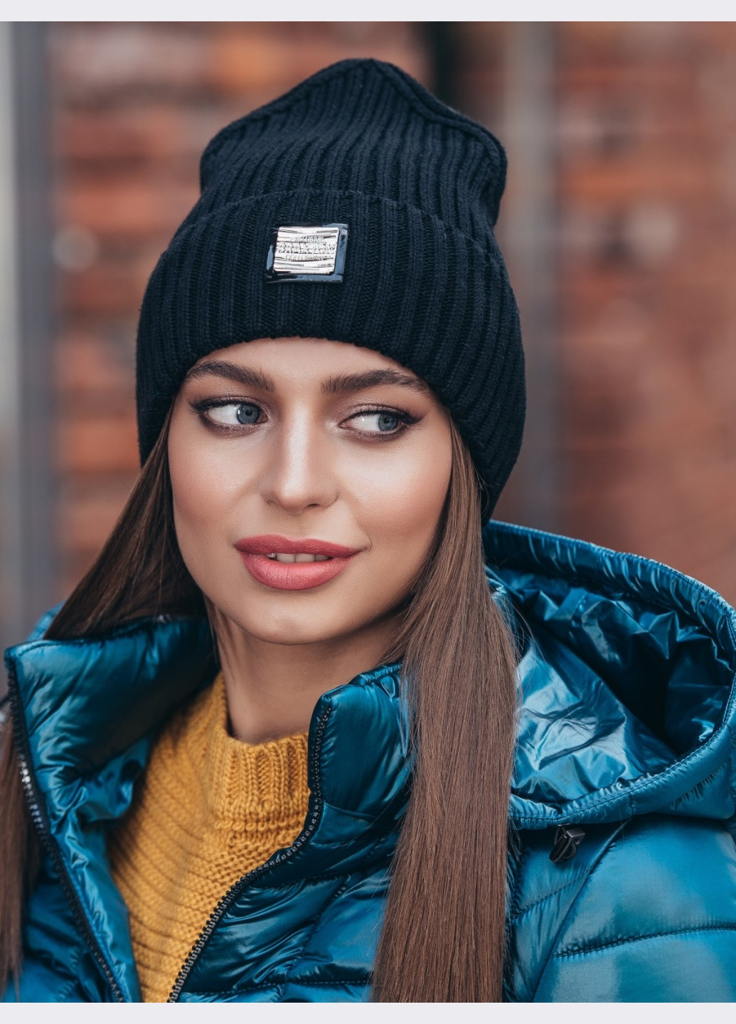 демисезонная шапка-колпак с отворотом чёрная Dressa (262448085)