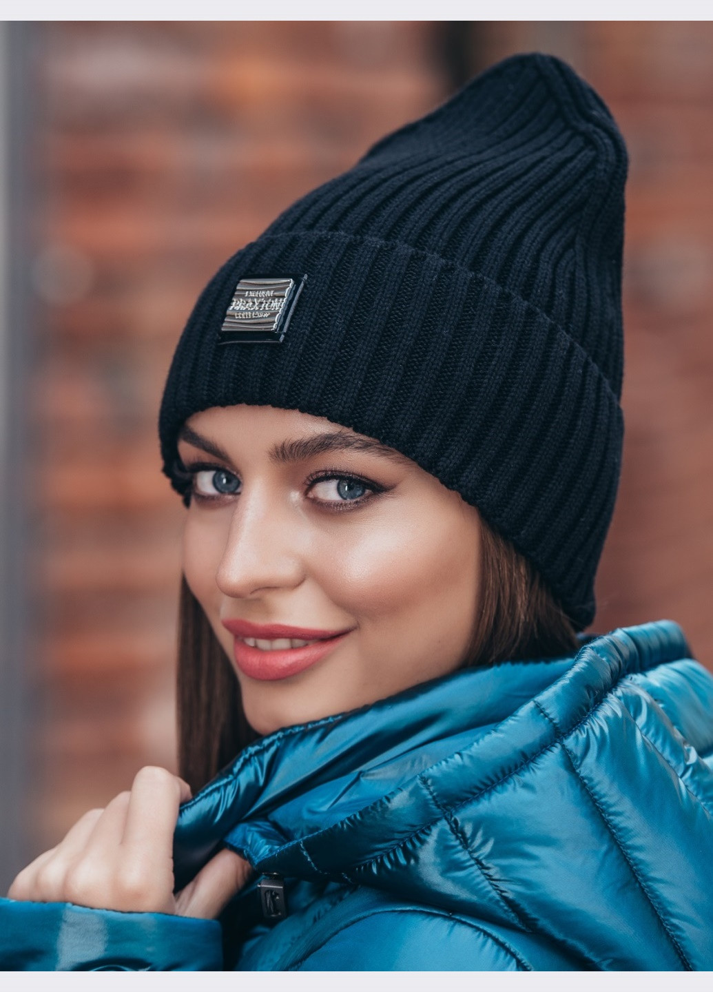 демисезонная шапка-колпак с отворотом чёрная Dressa (262448085)