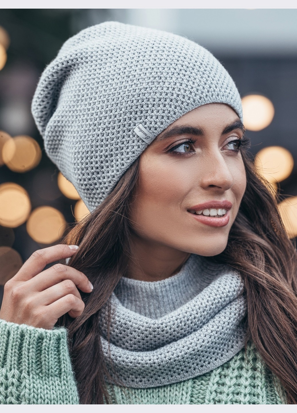 сірі шапка і хомут рельєфної в'язки Dressa (262448078)