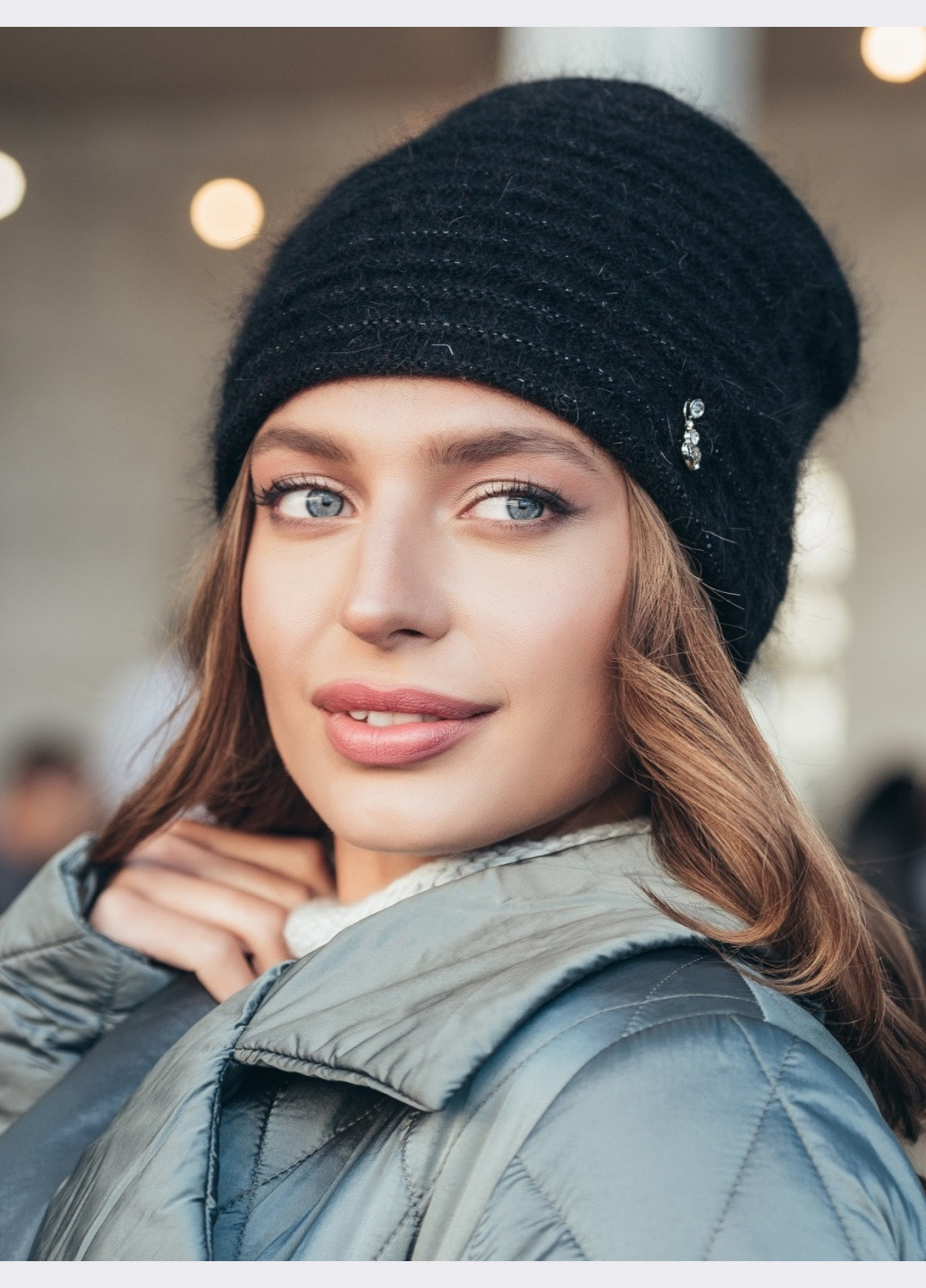 двойная шапка черного цвета с люрексом Dressa (262448041)