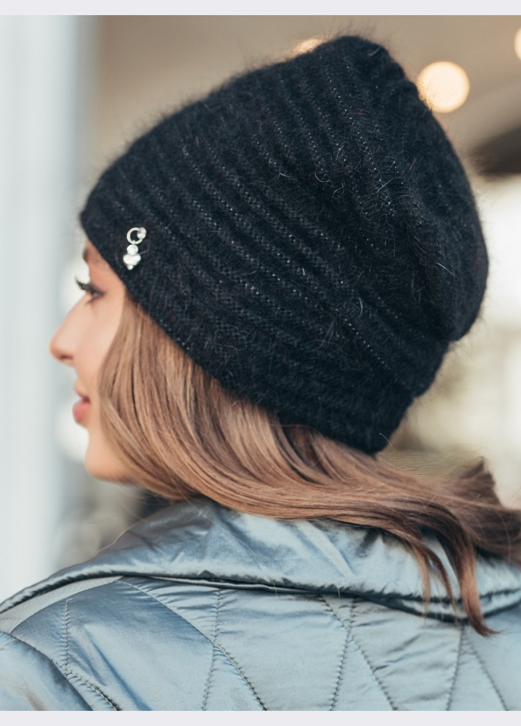 двойная шапка черного цвета с люрексом Dressa (262448041)