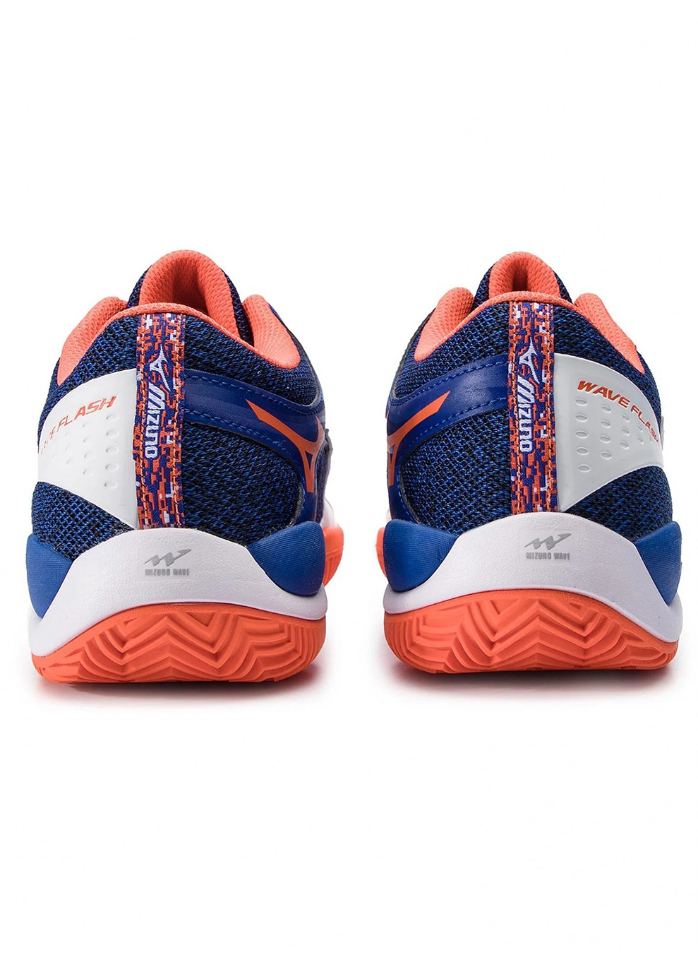 Цветные демисезонные женские кроссовки wave flash clay court белый/синий Mizuno