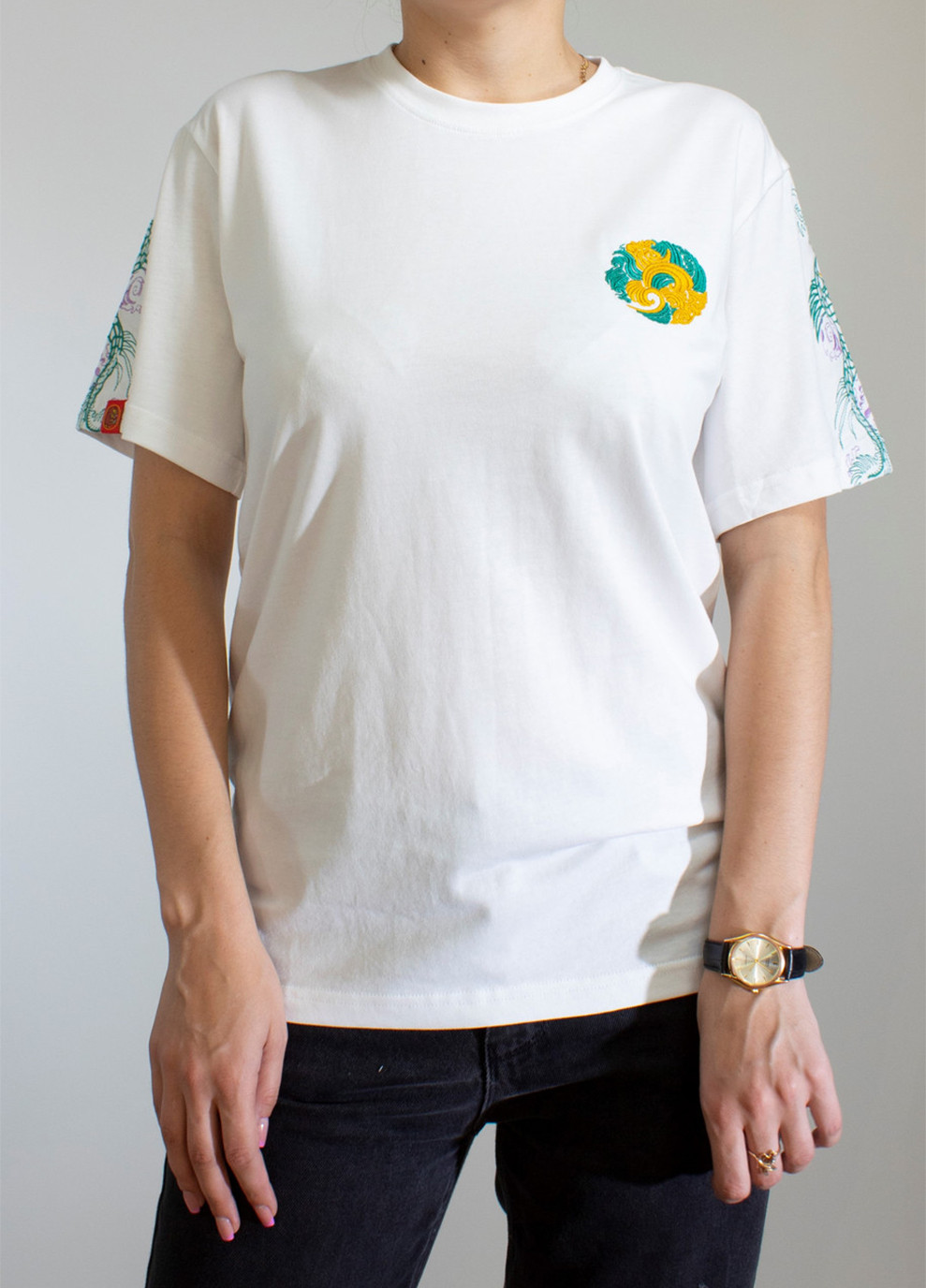 Комбинированная мужская футболка dragonpirit white No Brand