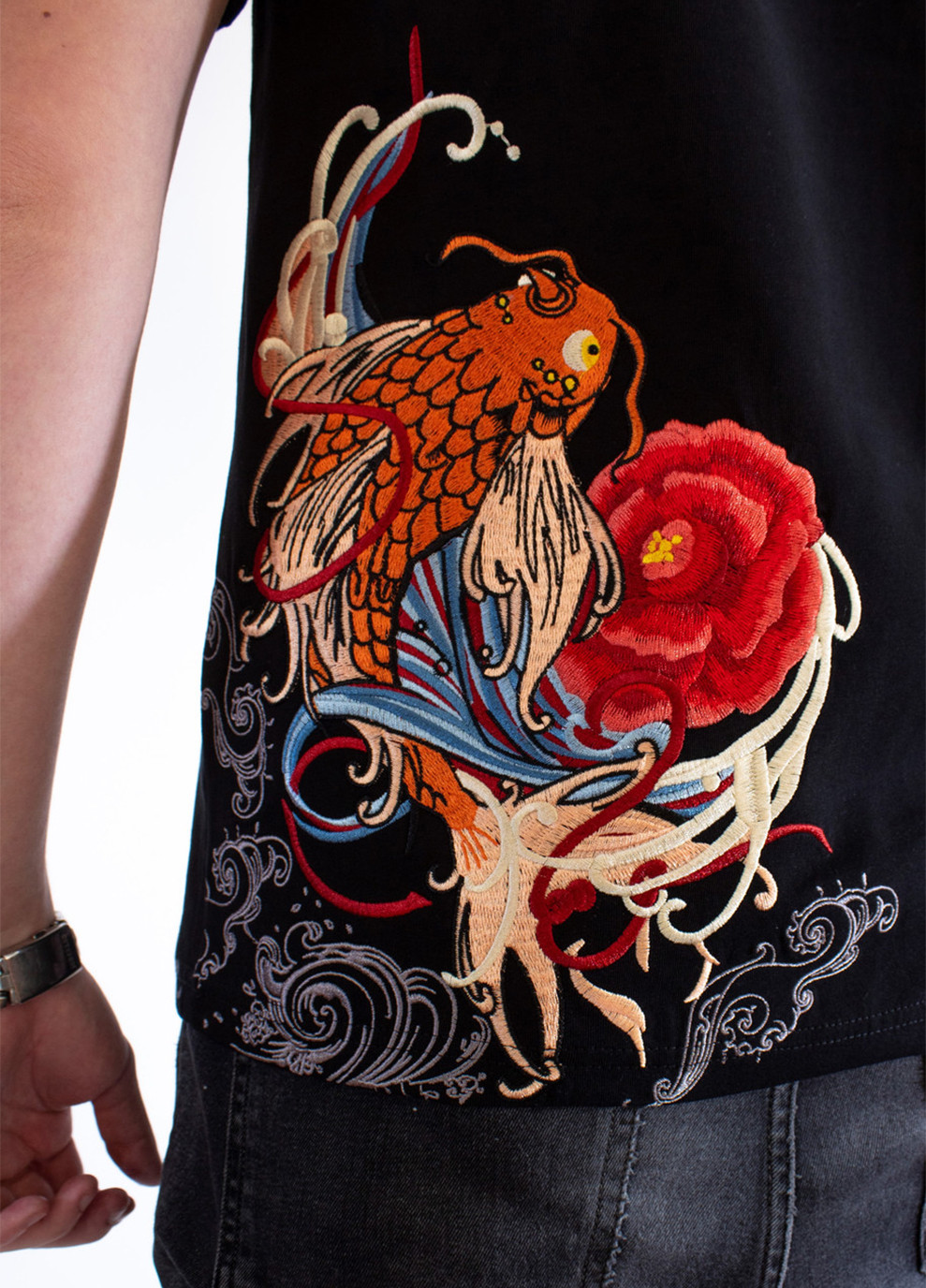 Комбинированная мужская футболка gold fish black No Brand