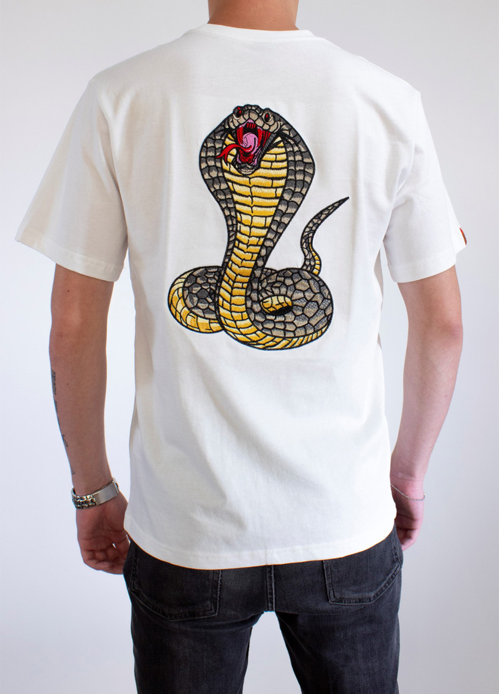 Комбинированная мужская футболка jealous cobra white животные принты No Brand