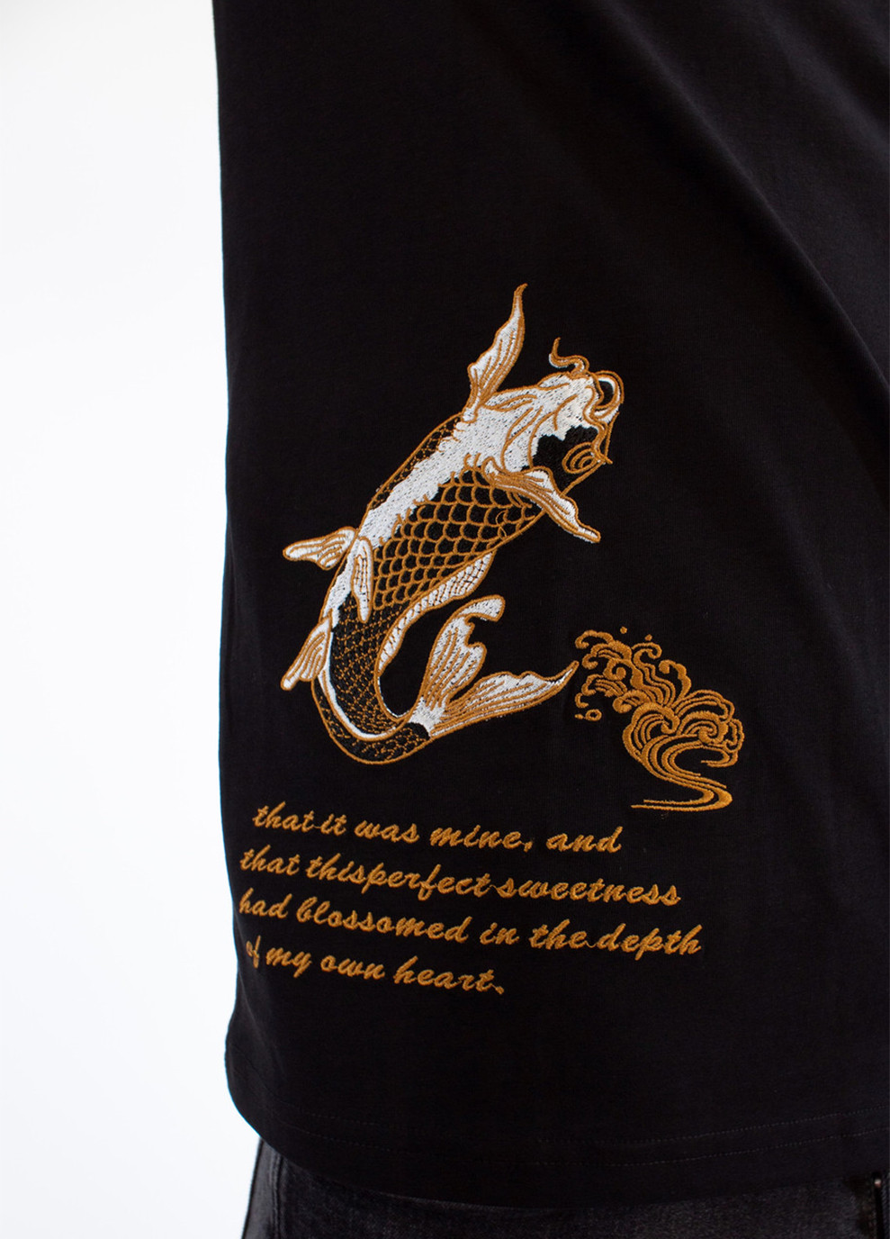 Комбинированная мужская футболка carp poems black No Brand