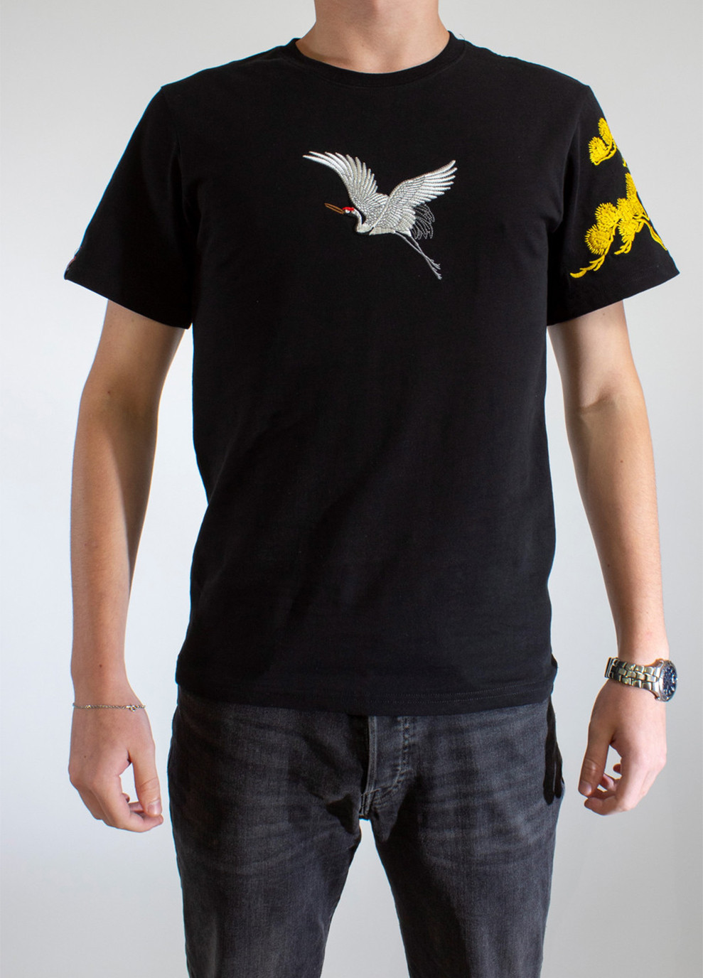 Комбинированная мужская футболка goldenakura black No Brand
