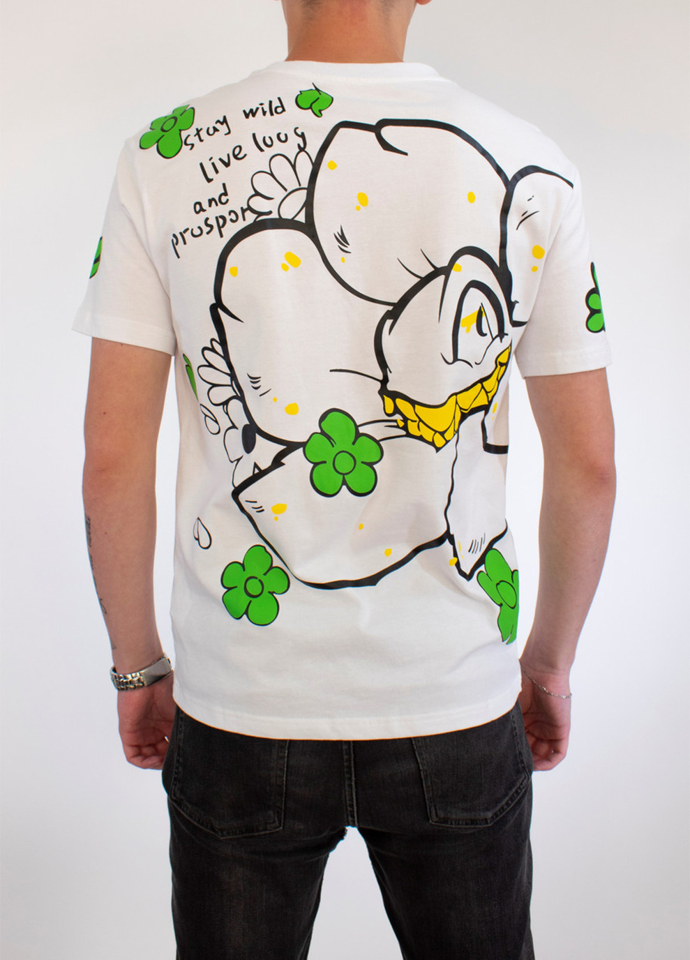 Комбинированная мужская футболка crazy flower white No Brand