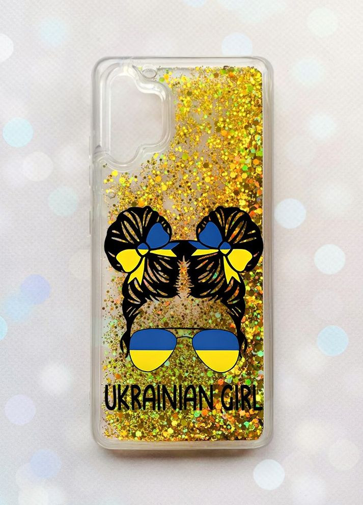 Чехол с плавающими блестками на Samsung Galaxy A32 Золотой :: Украинская девушка (принт 113) Creative (262524349)