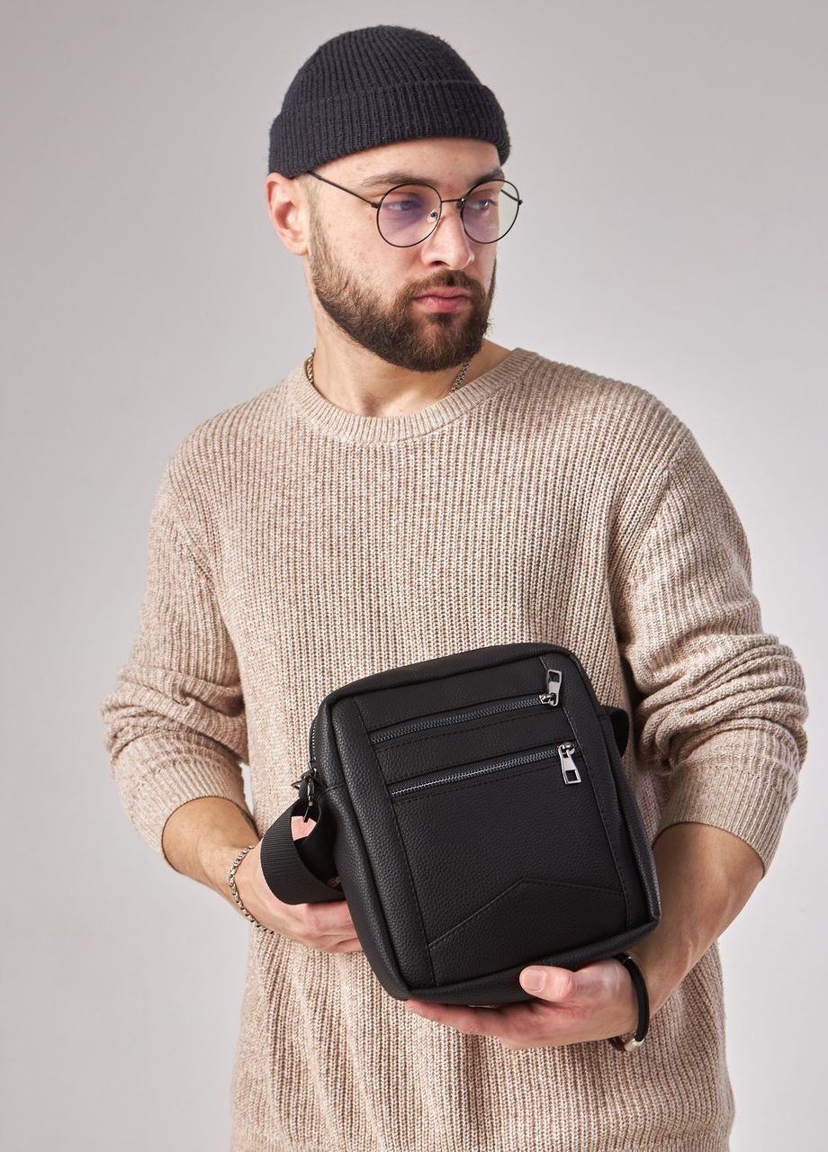 Стильний чоловічий месенджер через плече з зернистої екошкіри No Brand (262893010)