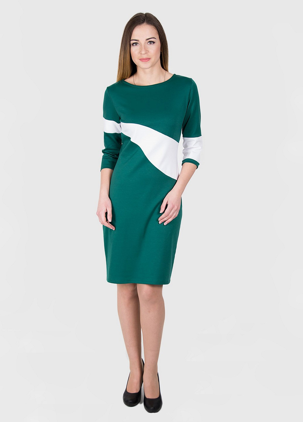 Зеленое кэжуал платье Meggi однотонное