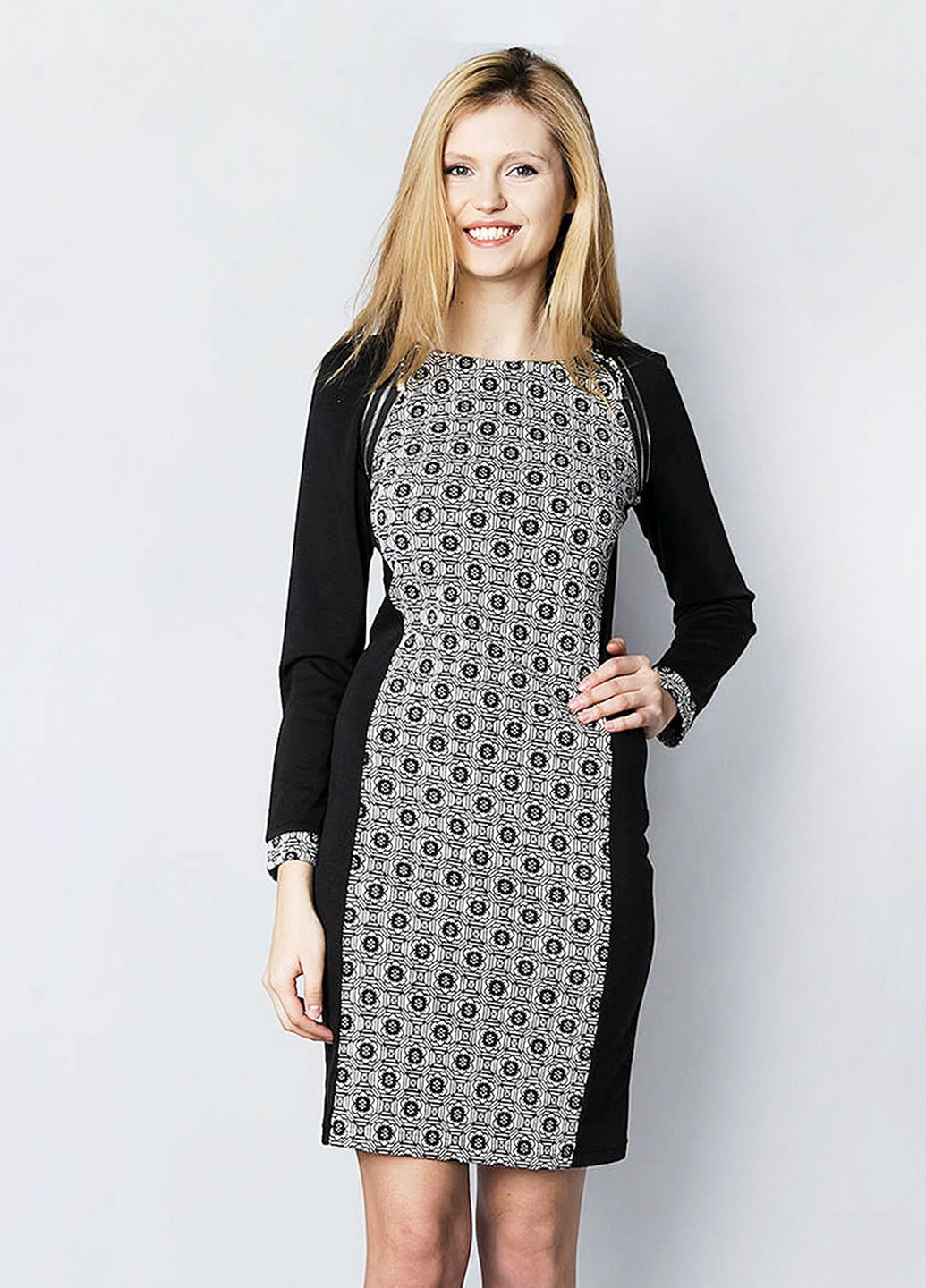 Чорно-білий кежуал сукня Meggi з абстрактним візерунком