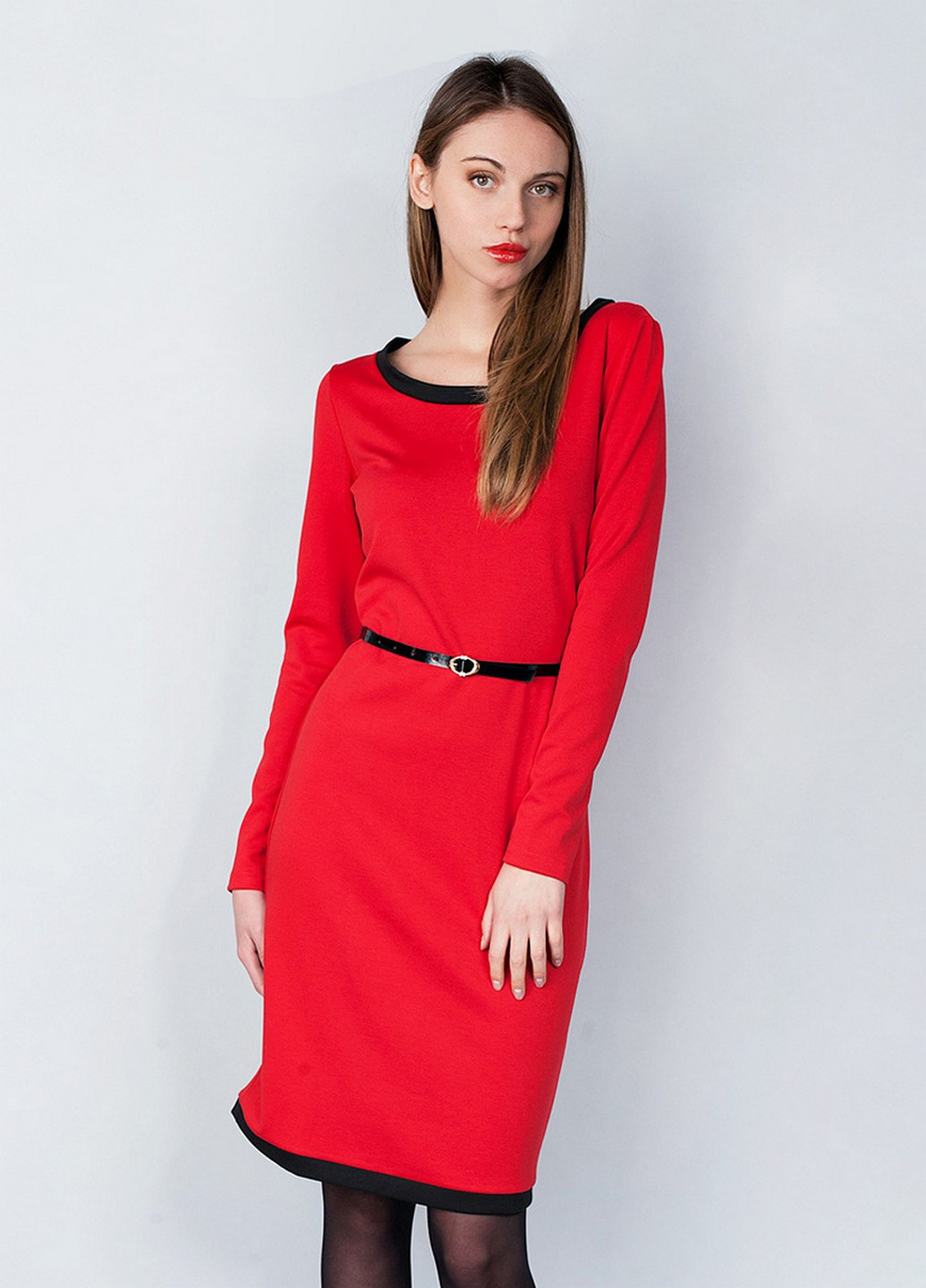 Красное кэжуал платье Meggi однотонное