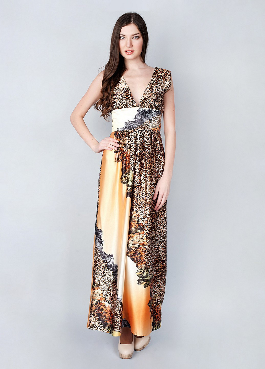 Коричневое кэжуал платье Meggi леопардовый