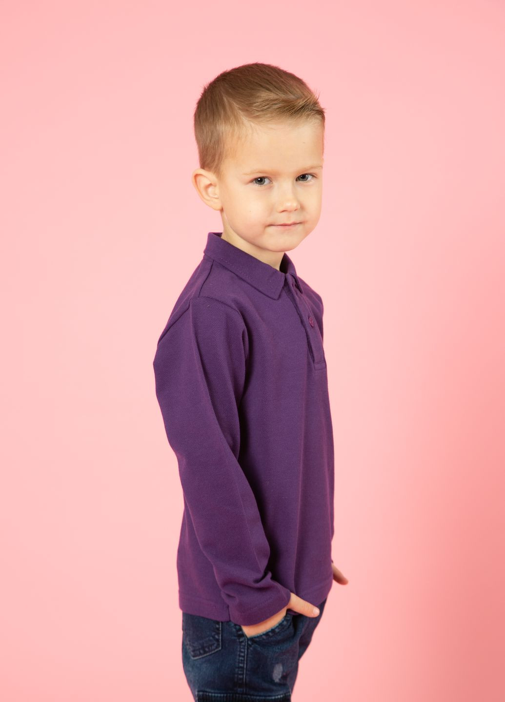 Темно-фиолетовая детская футболка-рубашка поло детская TvoePolo однотонная
