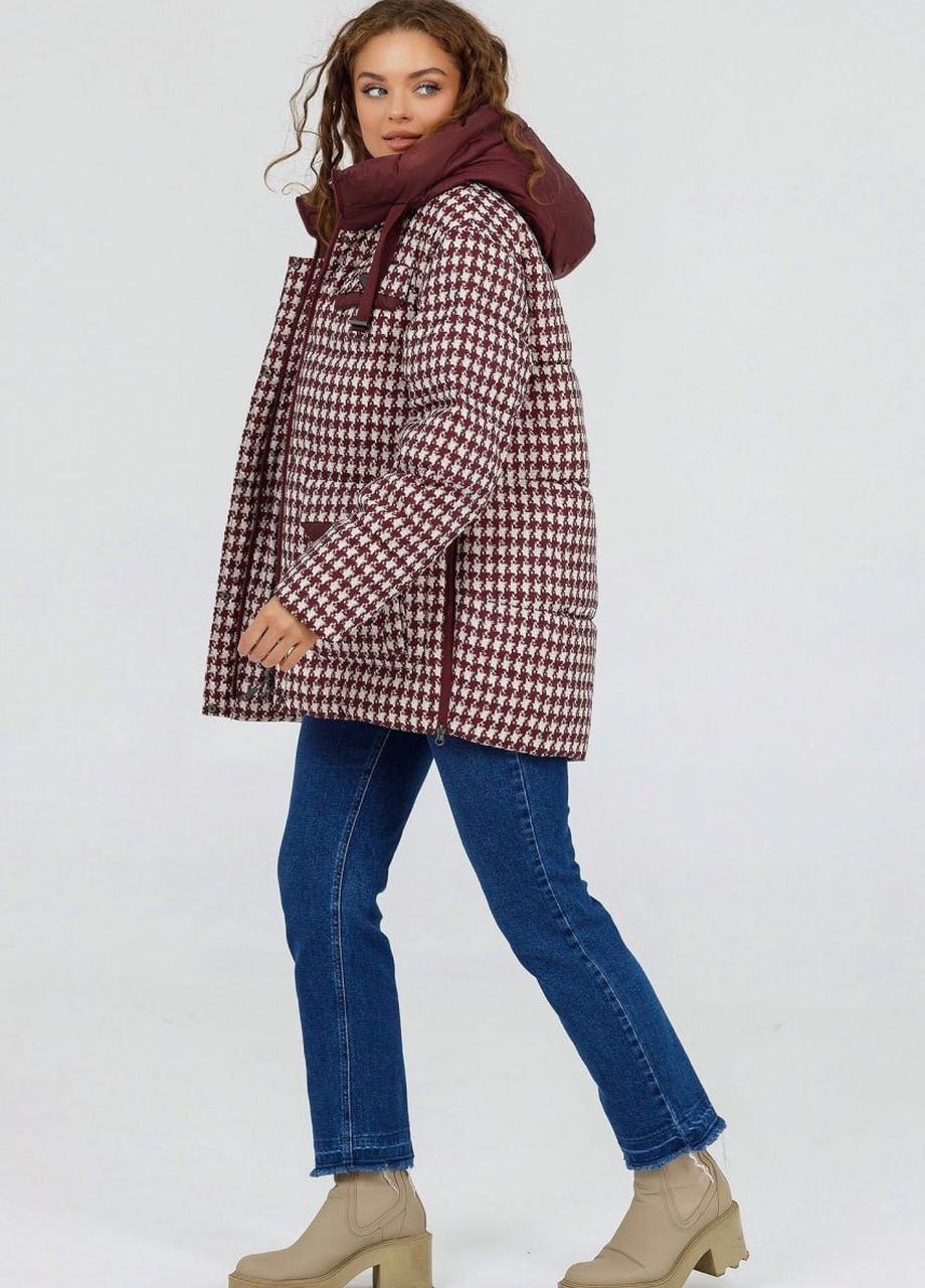 Бордовая зимняя куртка пуховик оверсайз гранат Lora