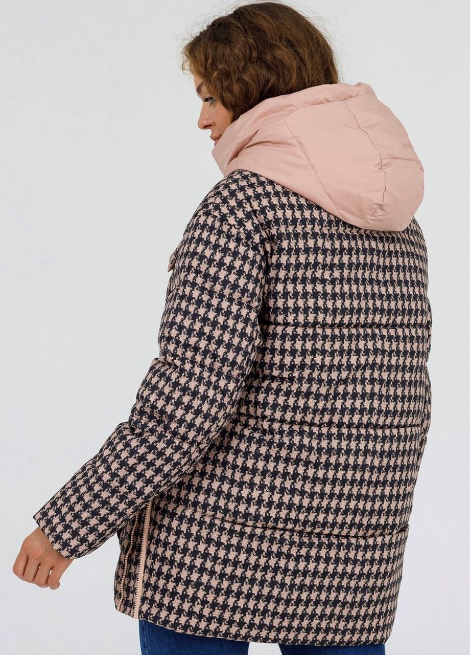 Персиковая зимняя куртка пуховик оверсайз персиковый Lora