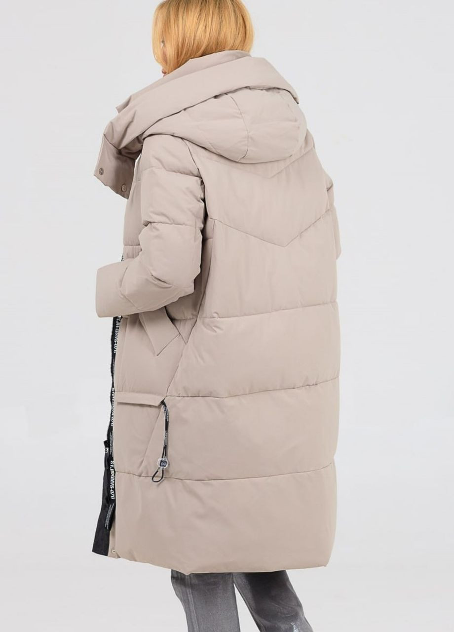 Светло-серая зимняя парк зимний женский oversize тауп Fodarlloy