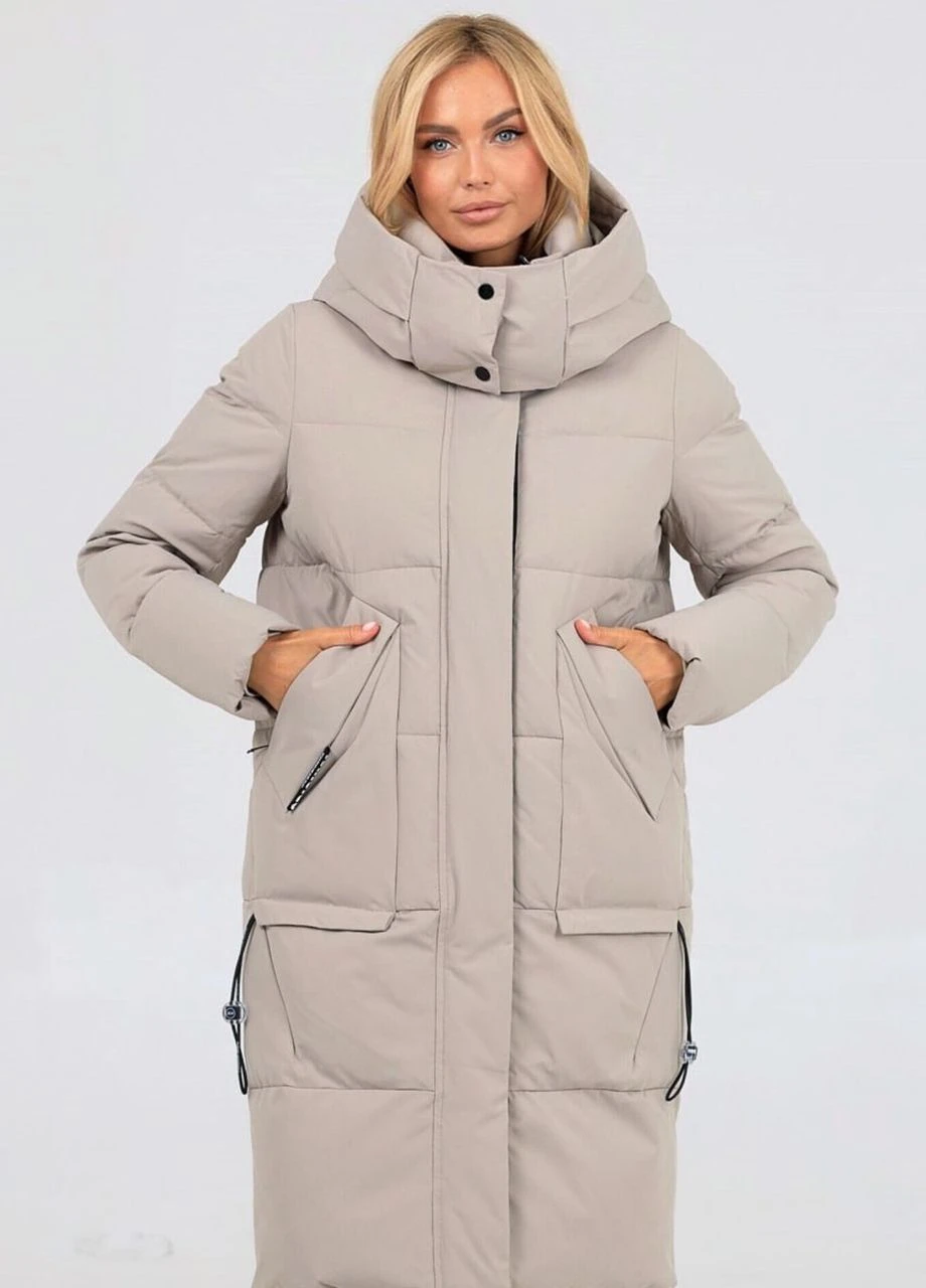 Светло-серая зимняя парк зимний женский oversize тауп Fodarlloy