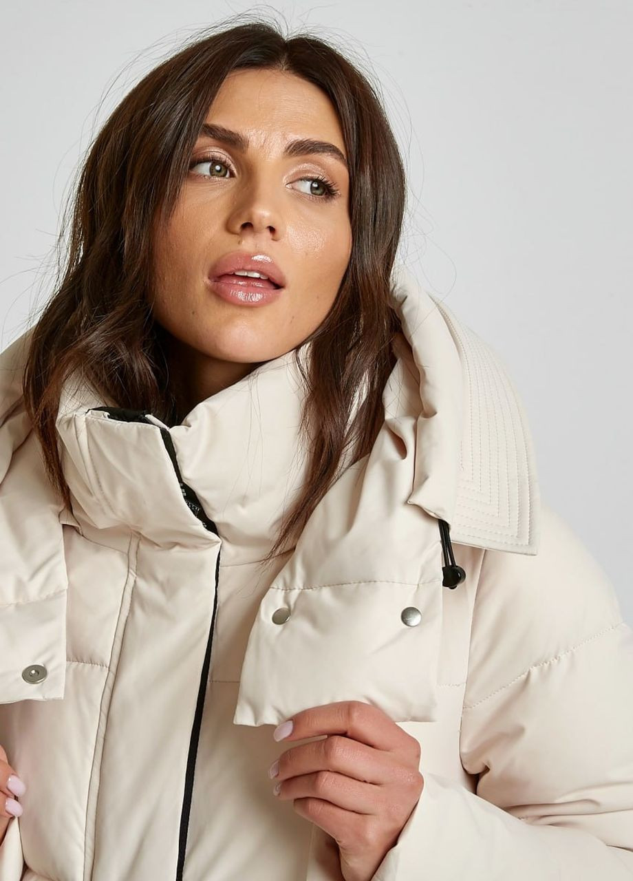 Молочная зимняя парка зимняя женская oversize молочный Fodarlloy