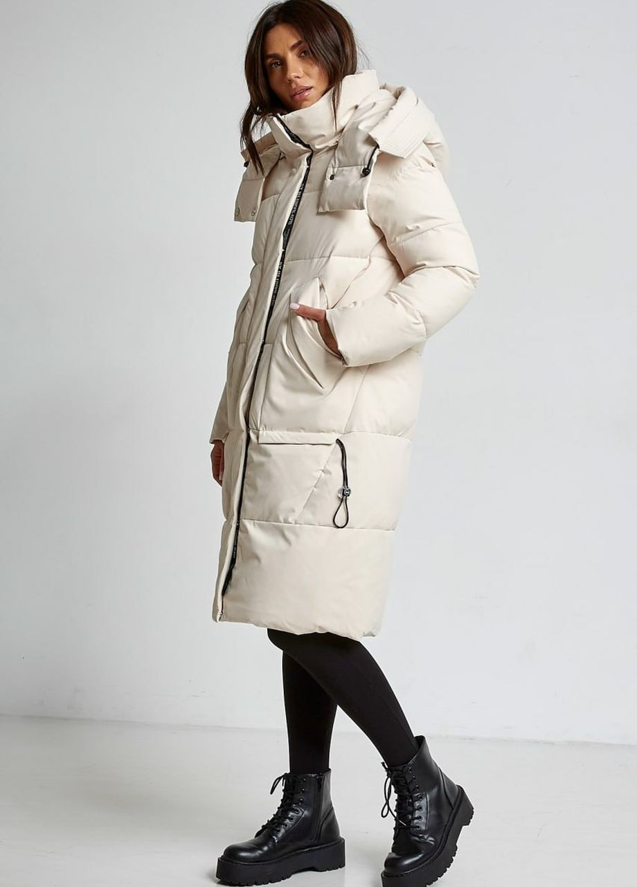 Молочная зимняя парка зимняя женская oversize молочный Fodarlloy