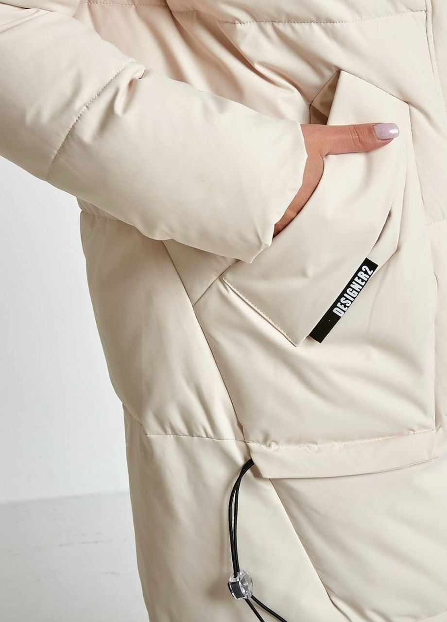 Молочная зимняя парка зимняя женская oversize молочный Fodarlloy