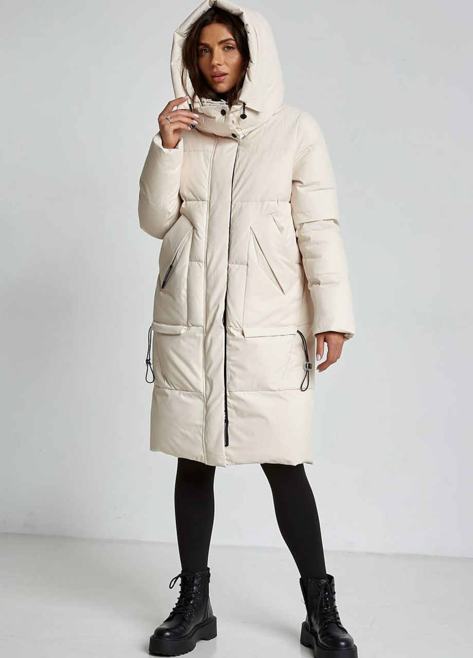 Молочная зимняя парка зимняя женская oversize молочный Fodarlloy