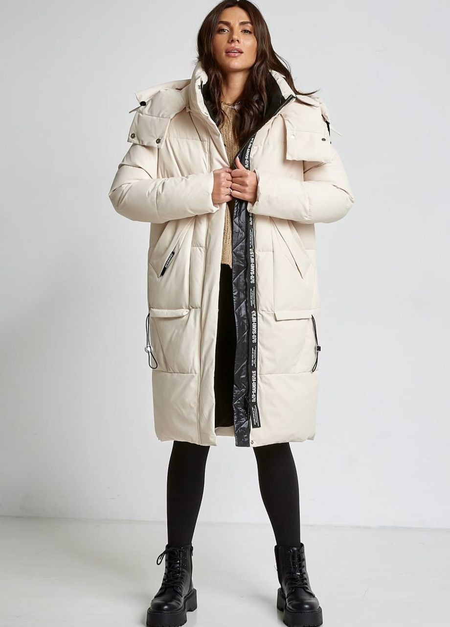 Молочная зимняя парка зимняя женская oversize молочный Fodarlloy